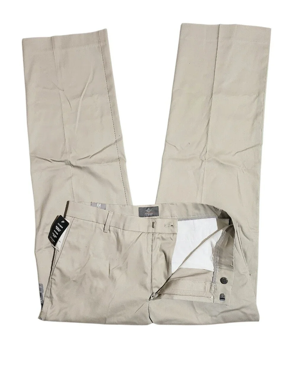 Dockers Mens Signature Iron Free Flat Front Straight Fit Khaki Beige 33x32 NWT
